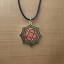 Octagonal Stone Gold Plated Pendant on Black Leather Cord