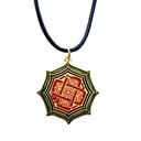 Octagonal Stone Gold Plated Pendant on Black Leather Cord