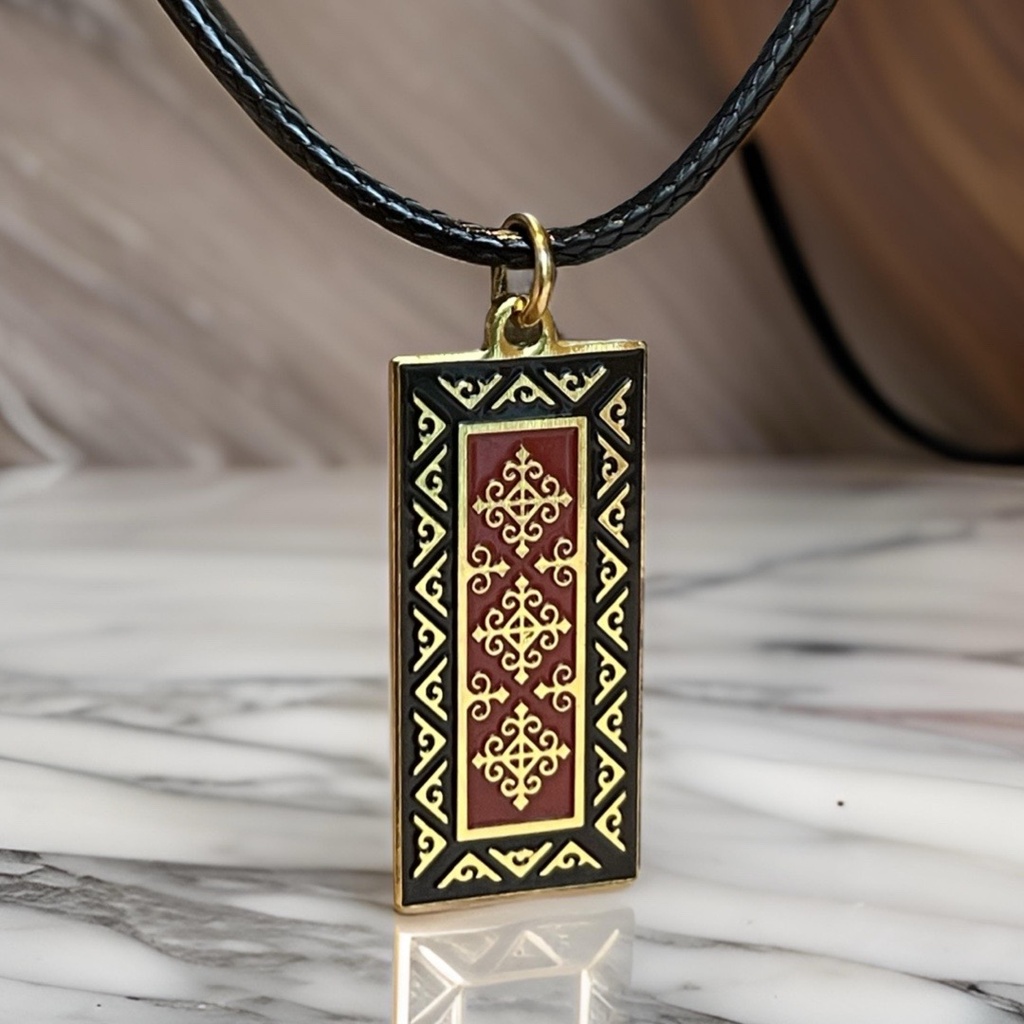 Kunaa Silver Plated Pendant on Black Leather Cord