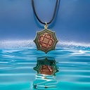 Octagonal Stone Gold Plated Pendant on Black Leather Cord