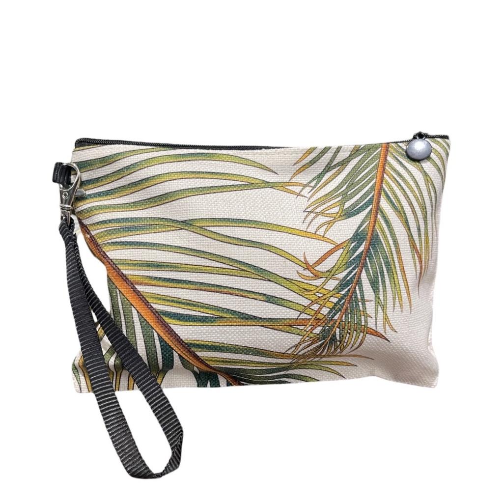 Palm Double Leaf - Linen Pouch