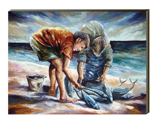 After Catch Fish - Canvas print - 40 x 30 cm